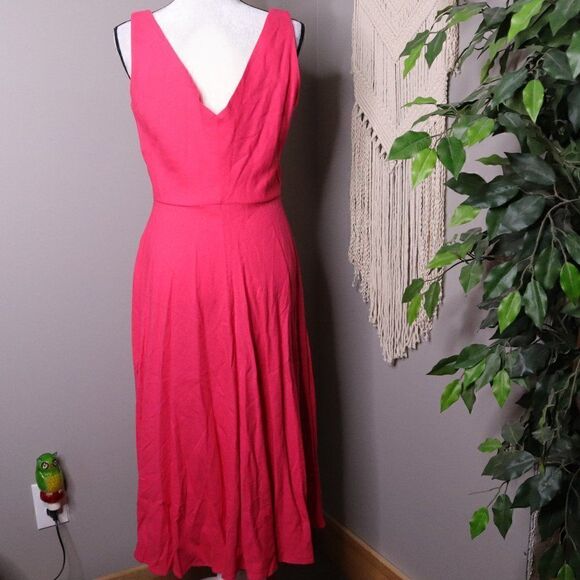 Vintage | 1970's Linen Midi Dress Sleeveless - Picture 7 of 14